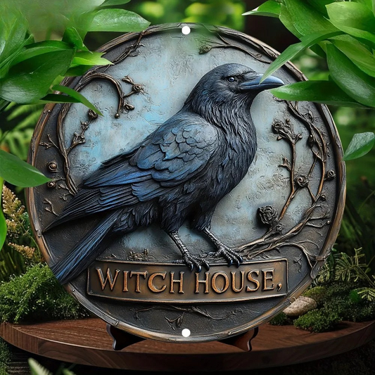 Coven's Familiar 2D Decorative Aluminum Raven Wall Plaque