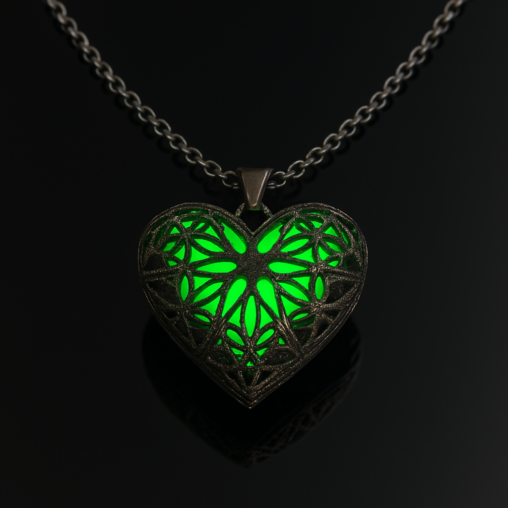Lacewrought Heart --- Nightglyphs Luminescent Necklace