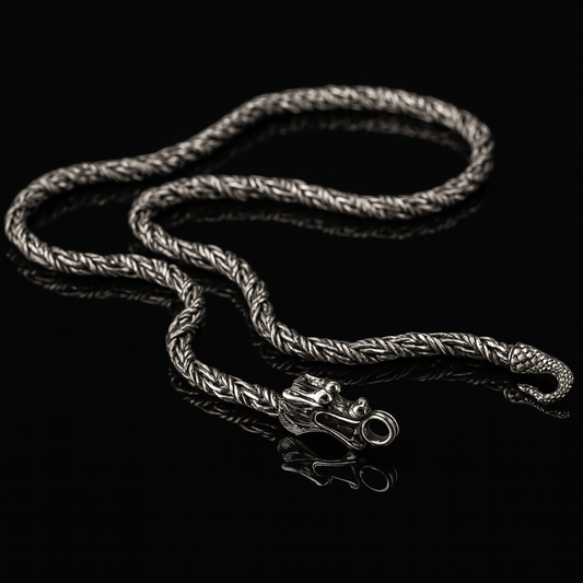 Drakethorn Chain Sterling Silver Dragon Necklace for Men