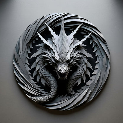 Serrathar the Steelshade 2D Decorative Aluminum Dragon Wall Plaque