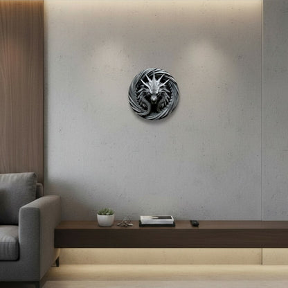 Serrathar the Steelshade 2D Decorative Aluminum Dragon Wall Plaque