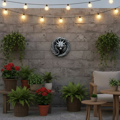 Serrathar the Steelshade 2D Decorative Aluminum Dragon Wall Plaque