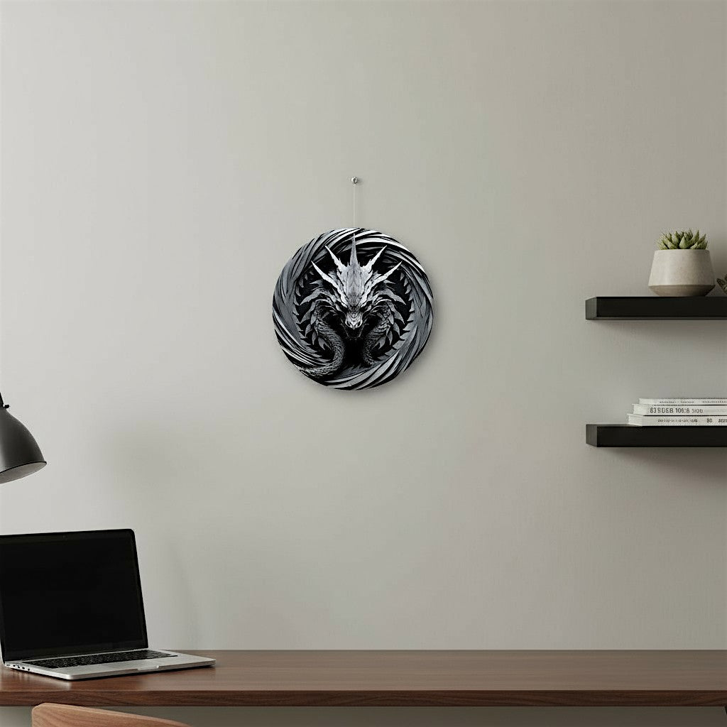 Serrathar the Steelshade 2D Decorative Aluminum Dragon Wall Plaque