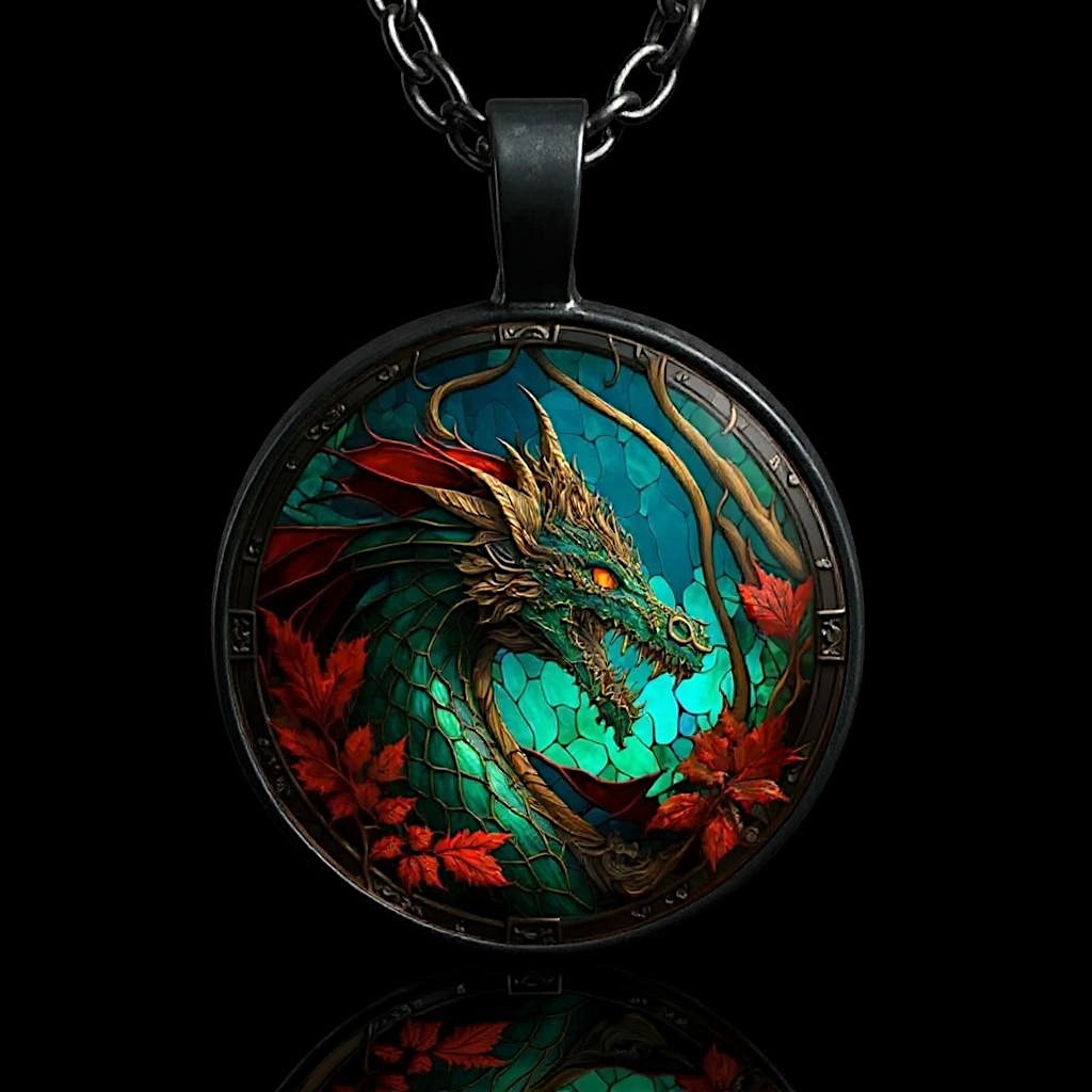 Verdantflare Medallion Unisex Dragon Pendant Necklace