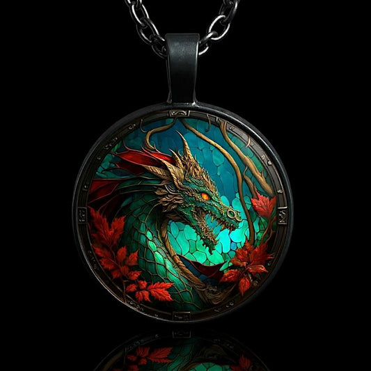 Verdantflare Medallion Unisex Dragon Pendant Necklace