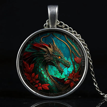 Verdantflare Medallion Unisex Dragon Pendant Necklace